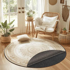 Waterproof Non-Slip Rug Pad, Round 8 Ft Carpet Pads for Large Area Rugs 1/8" Thick Felt Floor Protection Pad for All Floors and Finishes, Keep Rugs in Place and Provide Cushioning (8FT) - size: 8FT Round