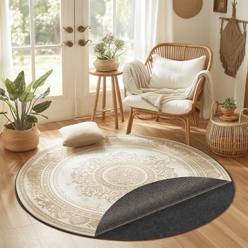 Waterproof Non-Slip Rug Pad, Round 6 Ft Carpet Pads for Large Area Rugs 1/8" Thick Felt Floor Protection Pad for All Floors and Finishes, Keep Rugs in Place and Provide Cushioning (6FT) - size: 6FT Round