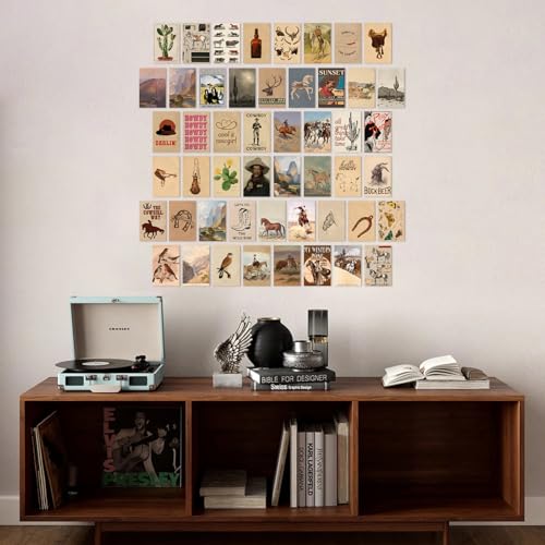 KBKBART 50 Pcs Vintage Western Cowboy Pictures Wall Decor, Farmhouse Western Wall Art Prints, Southwestern Boho Old Wild Collage Kit 4"x6", Vintage Cowgirl Aesthetic Poster for Bedroom, Teen Girl Dorm Decor - color: Western