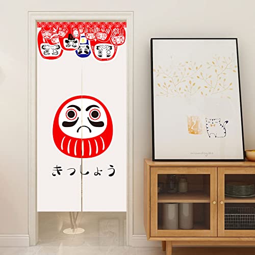 LIGICKY Noren Japanese Style Doorway Curtain Doll Daruma Printed Window Treatment Door Tapestry for Home Decoration 33.5" Width x 70.9" Long - color: Doll Daruma, size: 33.5"W x 70.9"L (Pack of 1)
