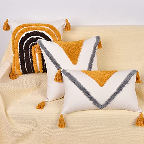 vctops Boho Decorative Throw Pillow Cover with Tassel, Geometric Woven Tufted Cushion Cover Soft Comfy Cotton Square Pillow Case for Sofa Couch Bedroom Home Decor, No Insert (Type B,18"x18") - color: Type B, size: 18 x 18-Inch