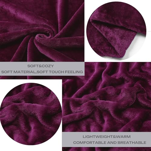 JIAHANNHA Purple Throw Blanket Fleece Blanket 50"x60",Super Soft Cozy Plush Throw Blanket for Couch Sofa Bed,Warm and Lightweight Bed Blankets for Adults - color: Purple, size: Throw(50"×60")