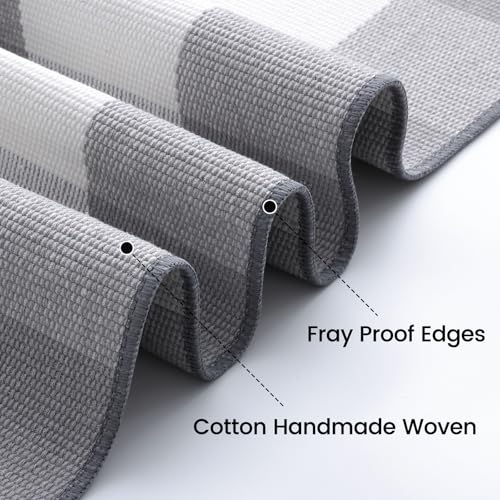 OLANLY Buffalo Plaid Rug 2' x 3' (24" x 36") – Grey and White Cotton Checkered Doormat, Washable Indoor Outdoor Rug for Layered Front Porch, Kitchen, Entryway Decor - color: Grey White Buffalo Check, size: 2' X 3' (Rectangular)
