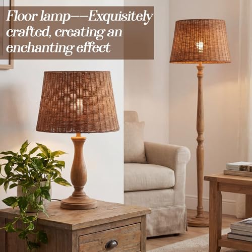 1 Pack Natural Rattan Spider Boho Lamp Shade Handwoven Indonesian Rattan, Large Wicker Woven Lampshade for Table & Floor, Boho Decor (13" Top × 16" Bottom × 11" Slant,Frustum Shape) - size: 13" Top × 16" Bottom × 11" Slant