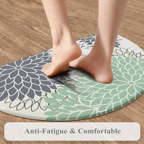 KIMODE Half Circle Kitchen Mats for Floor Cushioned Anti Fatigue,Semi Round Farmhouse Kitchen Rugs Non Slip,Memory Foam Kitchen Mat Decor for Sink Laundry Bathroom,Multi Cyan - color: Multi Cyan, size: 28" x 18" (1 PC)--0.47 inches