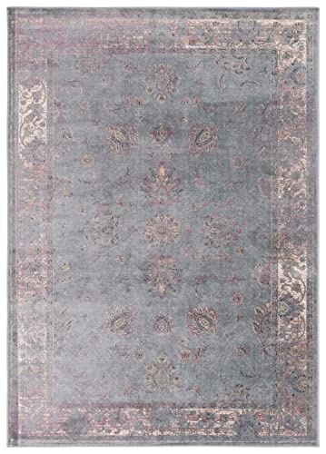 SAFAVIEH Vintage Collection Accent Rug - 4' x 5'7", Turquoise & Multi, Oriental Distressed Viscose Design, Ideal for High Traffic Areas in Entryway, Living Room, Bedroom (VTG117-2220)