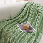 Puncuntex Flannel Fleece Throw Blanket Sage Green 50"×60",Super Soft Plush Cozy Blanket with Square Grid Design Luxury for Couch Sofa Chair - color: Sage Green, size: 50"×60"