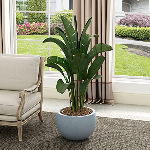 Kante 11.8" Dia Round Concrete Planter, Outdoor/Indoor Large Bowl Plant Pots with Drainage Hole and Rubber Plug for Garden Patio Balcony Home, Gray - color: Gray, size: 11.8" d