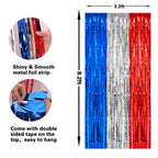 PIGETALE, 2 Pack 3.2 x 8.2 ft Red White and Blue Foil Fringe Backdrop Curtain, Streamer Backdrop Tinsel Curtains Photo Booth Props for Graduation Birthday Memo - color: Blue, Silver and Red