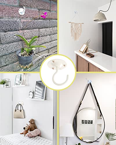 NACETURE Ceiling Hooks for Hanging Plants 3 Pack - Plant Hanger Indoor Hanging Hooks Metal Plant Bracket Iron Lanterns Hangers for Wind Chimes (White 3 Pack) - color: White 3 Pack