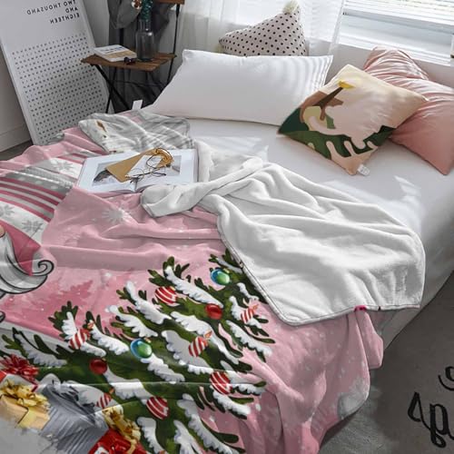 Christmas Gnome Throw Blankets, Winter Merry Christmas Tree Balls Soft Fleece Blanket Decorative for Home Sofa Couch Chair Living Bedroom,40x50 Inches, Pink - color: Christmas-lxm13061, size: 40x50 Inch