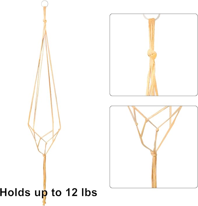 2 Pack Plant Hanger 48 Inches Indoor acrame Hanging Planters Flower Pot Plant Holder for Outdoor Decorations(Brown)