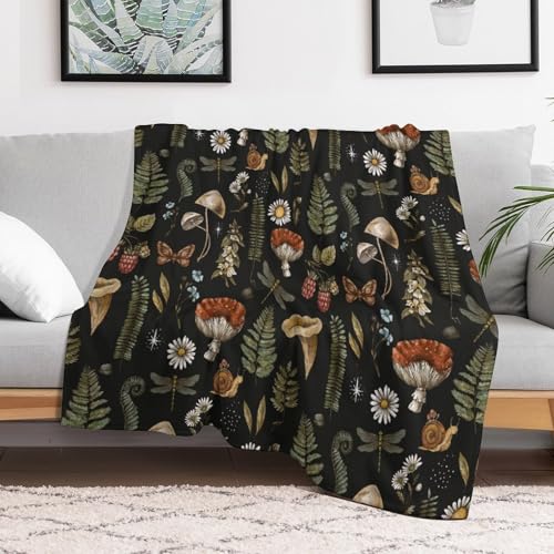 Rustic Mushroom Blanket,Vintage Rustic Old Plant Flower Leaf Mushroom Print Blanket for Couch Sofa Bed Decorative Gifts 30x40 - color: Blanket-19, size: 30"x40"