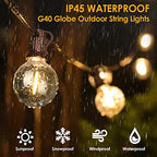 Mlambert 50Ft LED Outdoor String Lights G40 Globe Dimmable Patio Light, Waterproof Hanging String Light with 27 Warm White Shatterproof Bulbs(2 Spare) - color: Black