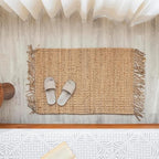HOMEMONDE Handwoven Chunky Jute Mat Rug 2'x3' with Tassels - Boho Home Decor Natural Rustic Farmhouse Door Rug, Ideal for High Traffic Areas - Entryway, Bedroom, Kitchen, Living Room and Hallway - size: 2' x 3' (Rectangular)