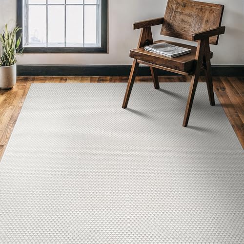 CAMILSON Easy Jute Rug 4x6, Indoor Outdoor Off-White Farmhouse Area Rugs for Living Room Patio and Kitchen Rug, Solid Woven Design, Easy-Cleaning, Washable Outside Carpet Alfombras (4 x 6) - color: Basketweave/Bone, size: 4' x 6' (Rectangular)