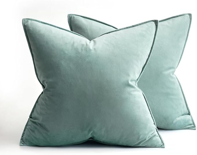 MIULEE Blue Grey Velvet Throw Pillow Covers 20x20 Soft Decorative Solid Square Cushion Cases Pack of 2 Modern Luxury Home Decor for Couch, Sofa, Bedroom