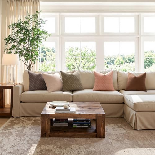 MIULEE Pack of 2 Decorative Burlap Linen Spring Throw Pillow Covers Farmhouse Pillowcases Modern Rustic Woven Textured Cushion Cover for Sofa Couch Bed 18x18 Inch Taupe - color: Taupe, size: 18" x 18" (Pack of 2)