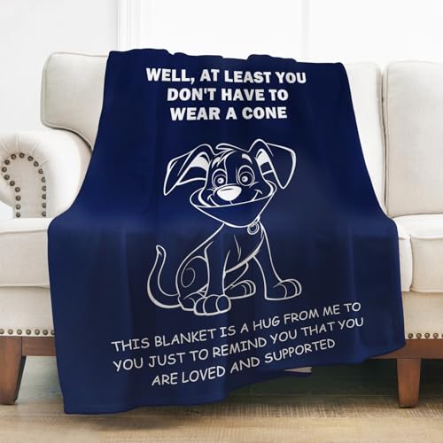 Levens Get Well Gifts for Men Women After Surgery, Sympathy Gift for Surgery Recovery Feel Better Get Well Blanket Cancer Care Gifts for Women, 50"x60" at Least You Don't Have to Wear a Cone Blankets - color: Get Well Gifts Blue, size: 50"x60"