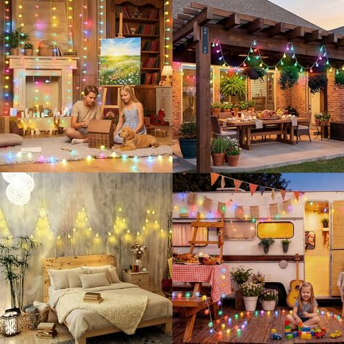 Color Changing String Lights Plug in, 33ft 60LED Connectable Crystal Globe String Light Remote, Decorative Outdoor Twinkle Lights for Girl Gift Bedroom Patio Garden Tent Camp Party Christmas Décor - color: Color Changing, size: 33ft 60LED