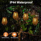 Livinlarge Rattan Solar Lantern Waterproof,Hanging Chandelier Lights Patio Porch Garden Farmhouse Decoration Rustic Handmade Outdoor Wicker Pendant Lamps - style: Rattan Pendant Lights-3