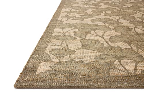 Loloi Chris Loves Julia Rue Collection RUE-02 Olive/Sage 2'-3" x 3'-9" Accent Rug Jute Neutral Floral Living Room Bedroom Rug - color: Olive / Sage, size: 2'3" x 3'9" (Rectangular)