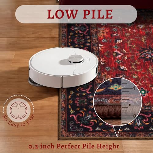 Tangsoo 2x3 Washable Rugs for Entryway, Vintage Floral Rug Red Small Area Rug Non-Slip Soft Low Pile, Small Carpet Door Mat, Front Door Indoor Throw Rugs for Entrance Kitchen Entry - color: Floral/Red, size: 2' X 3' (Rectangular)