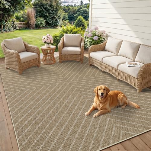 Garvee Easy Jute 3x5 Outdoor Rug, Washable Non-Slip Geometric Striped Rugs for Entryway, Indoor Outdoor Farmhouse Rug Modern Carpet Door Mat Area Rug for Patio Bedroom Living Room Kitchen Porch 3'x5' - color: Striped|jute, size: 3' x 5' (Rectangular)