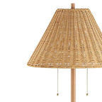 JONATHAN Y 61" Brown Wood Finish 2-Light Coastal Bohemian LED Floor Lamp for Living Room, Brown Rattan Shade, Mid-Century Modern Tall Standing Lamp, Pull-Chain, LED Bulbs Included JYL3092A - color: Brown Wood