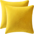 Euro Sham Covers 26x26 Yellow: Pack of 2 Cozy Soft Velvet Square Modern Luxury Decorative Throw Pillow Cases for Sofa Couch Living Room Bed Home Decor