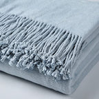 EP Mode Fringed Mulberry Silk Throw Blanket for Sofa (Baby Blue) - color: Baby Blue