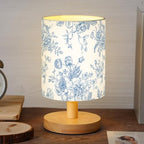 VIHOSE Blue Floral Kids Table Lamp for Bedroom Kids Bedside Lamp with Linen Wooden Nightstand Cartoon Nursery Lampshade for Girls Boys Living Room - style: Blue Floral