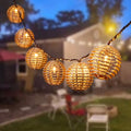 Decorative Outdoor Patio String Lights, Seagrass Rattan Wire Ball Style Lantern String Lights, Connectable Weatherproof Indoor Outdoor Globe Boho String Light for Home Pergola Garden Party Backyard - style: Seagrass Rattan Wire Ball
