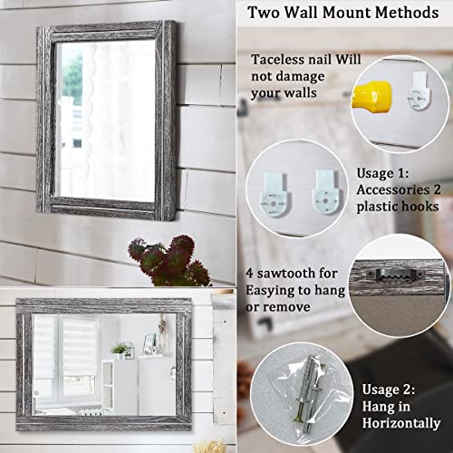 AAZZKANG Rustic Mirror Wood Framed Wall Mirrors Large 20"x16" Rectangle Decorative for Bedroom Bathroom Farmhouse Living Room Home Entryway - color: Dark Gray, size: 20"L x 16"W