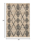 SAFAVIEH Bohemian Collection 2' x 3' Beige / Black BOH703Z Handmade Moroccan Tribal Jute Accent Rug - size: 2' x 3' (Rectangular)