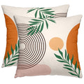 Boho Mid Century Throw Pillow Covers 18x18 Inches Modern Geometric Abstract Art Pillow Case Set of 2 Soft Velvet Couch Pillows Cushion Cover for Bed Sofa Living Room (Orange, 18" x 18") - color: Orange
