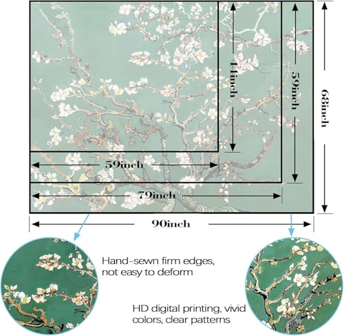 Yeoiat Van Gogh Tapestry Almond Blossom Floral Wall Tapestry, Tree Tapestries for Bedroom Art Tapestries Wall Hanging for Bedroom Living Room 36"x48" - color: Green White, size: 48"L x 36"W