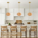 Mini Rattan Pendant Light Hemp Rope Rattan Light Fixture Woven Pendant Wicker Chandelier Boho Chandelier for Bedroom Kitchen Island - color: 8.7" Natural