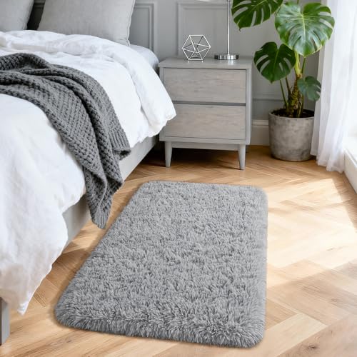 Merelax Soft Modern Indoor Shaggy Area Rug for Bedroom Livingroom Dorm Kids Room Home Decorative, Non-Slip Plush Fluffy Furry Fur Rugs Comfy Nursery Accent Floor Carpet 2x3 Feet, Grey - color: Grey, size: 2' x 3' (Rectangular)