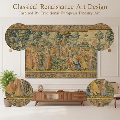 LATETOMT Medieval Tapestry Wall Hanging 80x60in, Renaissance Noble Gathering Wall Decor, Vintage Polyester Wall Tapestry for Living Room Bedroom Dorm LTMTAYW443 - color: Brown-2, size: 80"L x 60"W