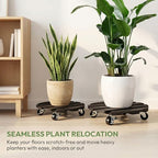 ZXZYHFTY Round Wooden Plant Stand with Wheels, 2 Packs Rolling Plant Stand with 360°Lockable Wheels for Vertical Garden Towers, Vertical Planting Tanks, Plant Pots, Wastebaskets (Black, 12") - color: Black, size: 12"