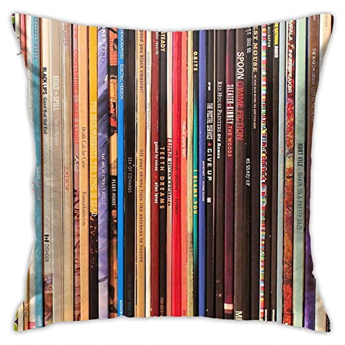 Indie Rock Vinyl Records Square Pillow Case Throw Pillow Covers Decorative Pillowcase Cushion Cover with Car Couch Sofa Chair Bed Living Room 18x18 Inch - color: Indie Rock Vinyl Records