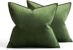 MIULEE Moss Green Decorative Velvet Throw Pillow Covers Soft Pillow Covers Spring Soild Square Cushion Case for Spring Sofa Bedroom 18x18 Inch 45x45 cm