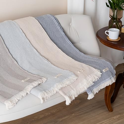 Bed Blanket, Queen Size (79 x 90 Inch), Cotton-Rich Blend, Soft Textured Woven Coverlet, Easycare, Lightweight & Breathable Bed Layering, All Season Bedding, Dove Beige - color: Dove Beige, size: Queen