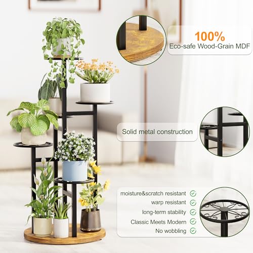 Metal Black Plant Stand Indoor Outdoor,5 Tier Tall Flower Pot Holder Potted Display Rack Shelf, Heavy Duty Plant Shelf for Patio Garden Balcony Living Room Bedroom - BlackS - color: BlackS, size: 5-tiers
