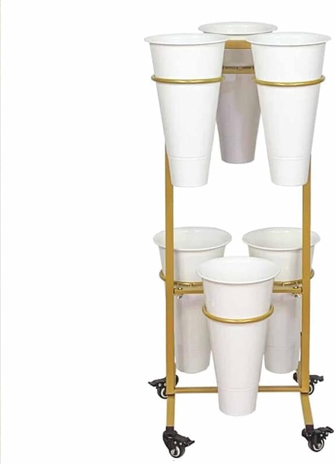 Movable Plant Display Stand Flower Pot Holders For Indoor Plants Heavy Duty Moving Plant Cart Shelf, With Wheels
