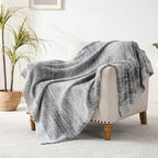 Throw Blanket, Grey Gradient Soft Cozy Fluffy Knitted Throw Blankets for Couch, Sofa, Bed, Chair, Warm Fuzzy Plush Travel Picnic Lightweight Blanket, 50x60 inches - color: Stripe Grey, size: 50×60 Inch
