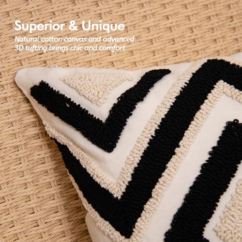 lifein 18x18 Pillow Covers-Throw Pillow Cover Tufted Boho Jacquard Pillow Covers Farmhouse Decorative Pillow Cover Pillow Cases for Gift Couch Sofa Bed Chair Living Room Home Decor - color: D-qr728(1 Pack Without Pillow Insert), size: 18" x 18" (Pack of 1