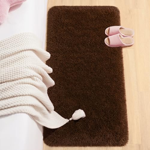 Chicrug Soft Runner Rug for Bedroom Living Room Plush Fluffy Rugs 2x4 Feet, Shag Furry Runner Carpet Non Shedding for Nursery Children Kids Girls Room Home Decorative, Coffee - color: Coffee, size: 2' x 4' (Runner)