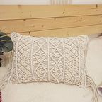 Macrame Lumbar Pillow Cover-Set of 2 with Tassels Rectangualr Cushion Covers Boho Throw Pillow Cover for Couch, Sofa, Bed, Farmhouse, Chair, Dining, Patio, Outdoor, car (B) - color: B
